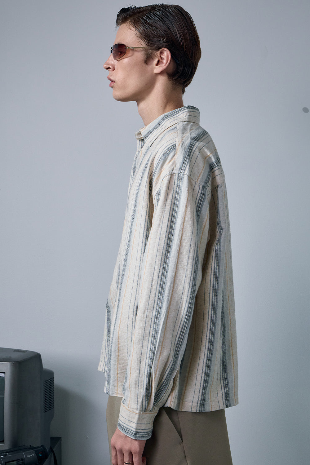 Grey Striped Full Sleeve Shirt - BonkersCorner