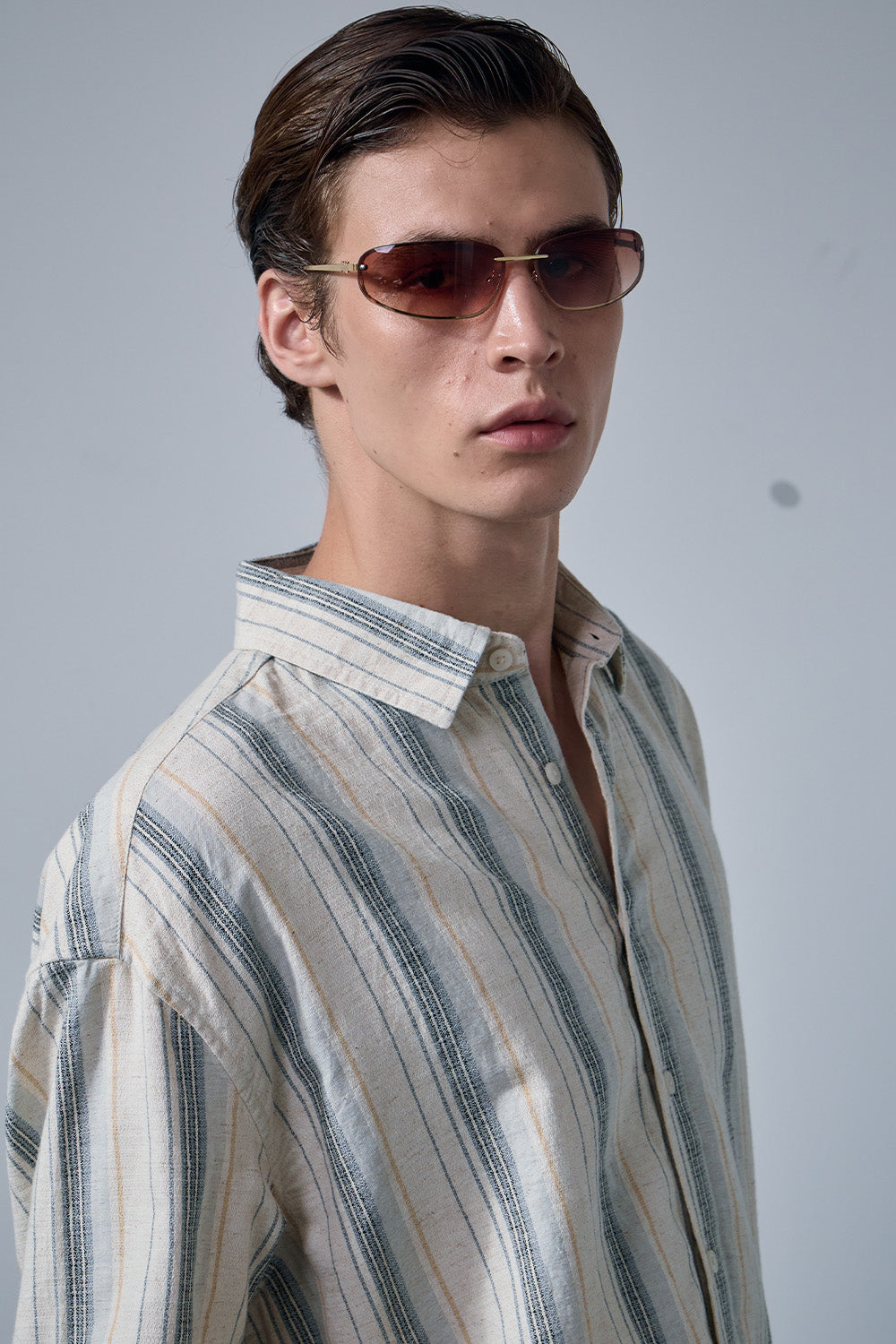 Grey Striped Full Sleeve Shirt - BonkersCorner