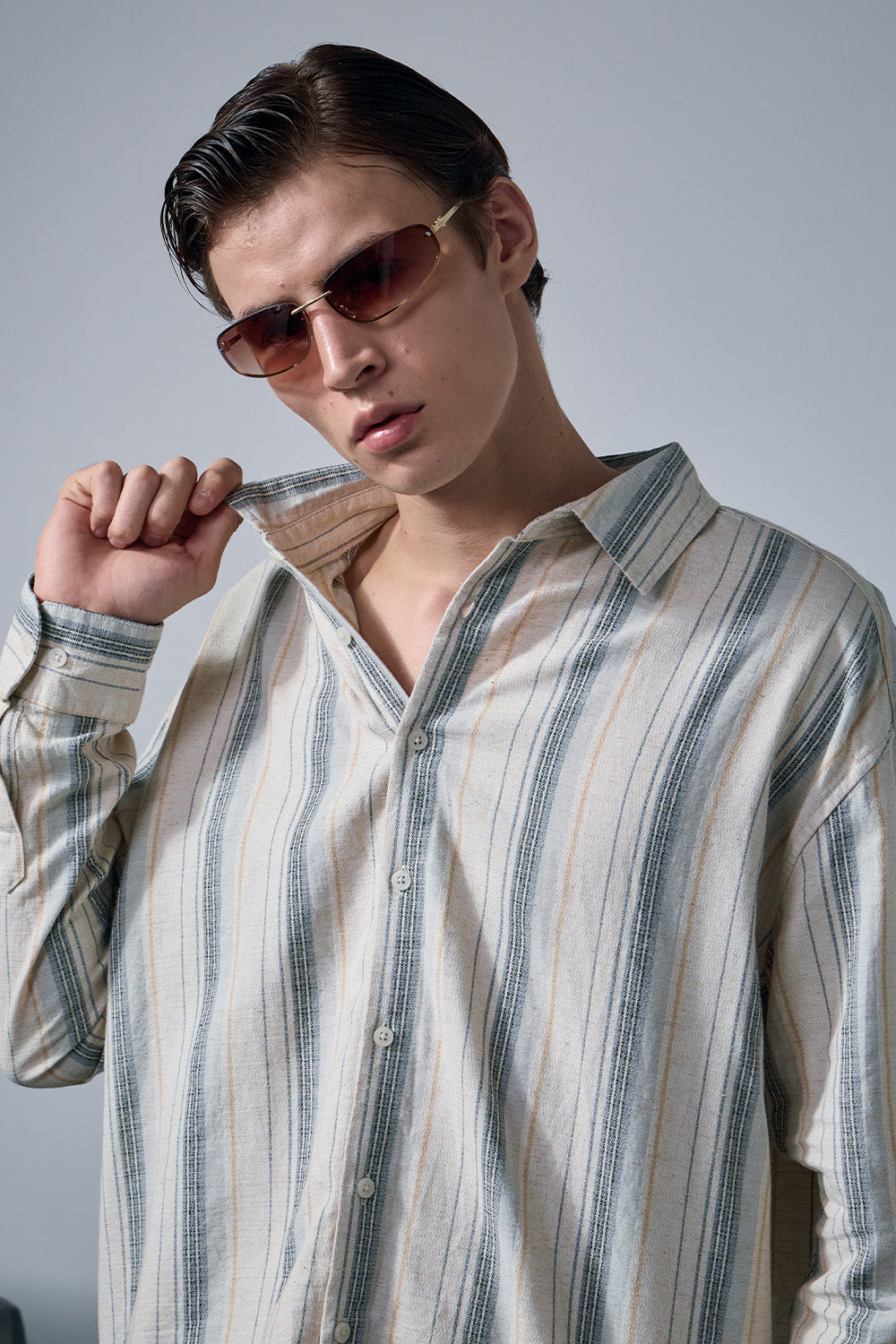 Grey Striped Full Sleeve Shirt - BonkersCorner