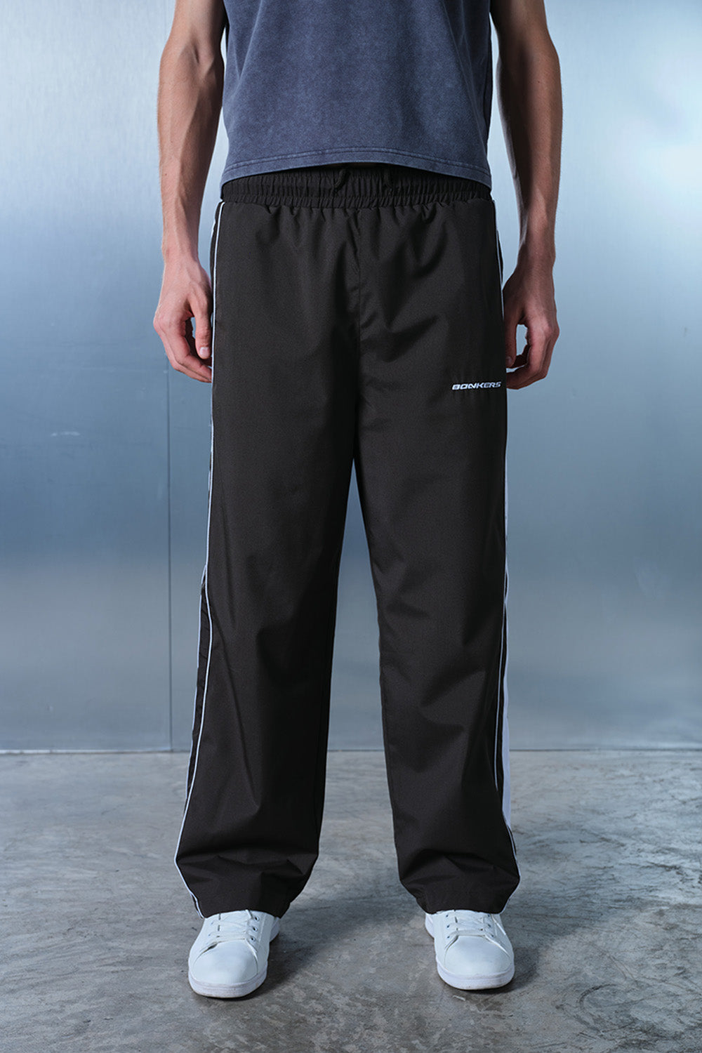 Grey Tape Wide Leg Joggers