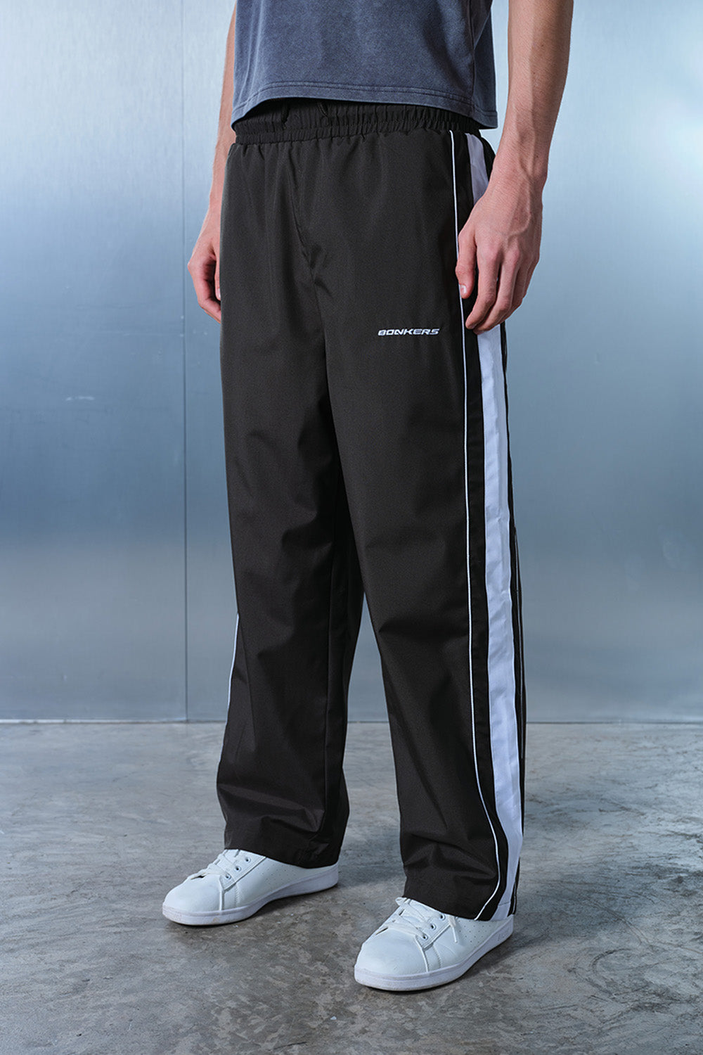 Grey Tape Wide Leg Joggers