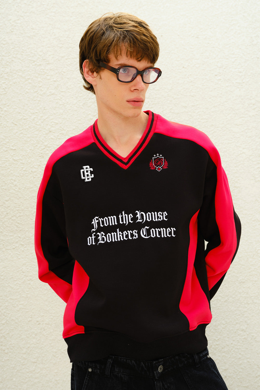 Black Athletic V-Neck Sweatshirt - BonkersCorner