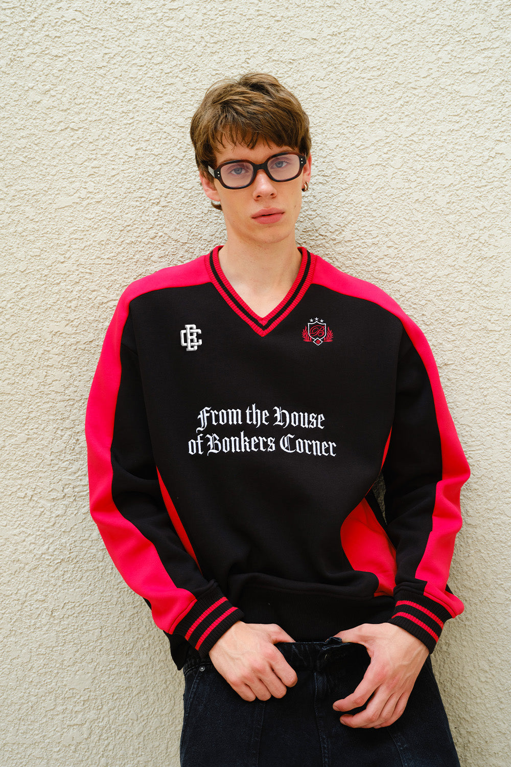 Black Athletic V-Neck Sweatshirt - BonkersCorner