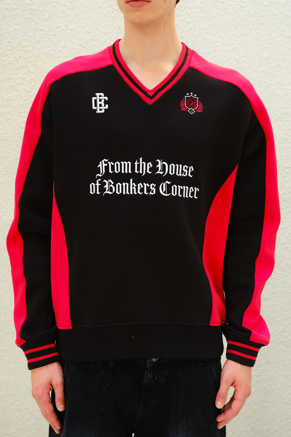 Black Athletic V-Neck Sweatshirt - BonkersCorner