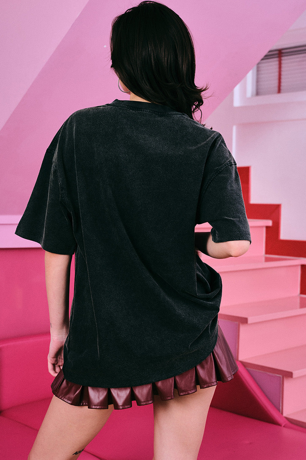 Kuromi Trouble Faded Black Oversized T-shirt - BonkersCorner