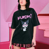 Kuromi Trouble Faded Black Oversized T-shirt - BonkersCorner
