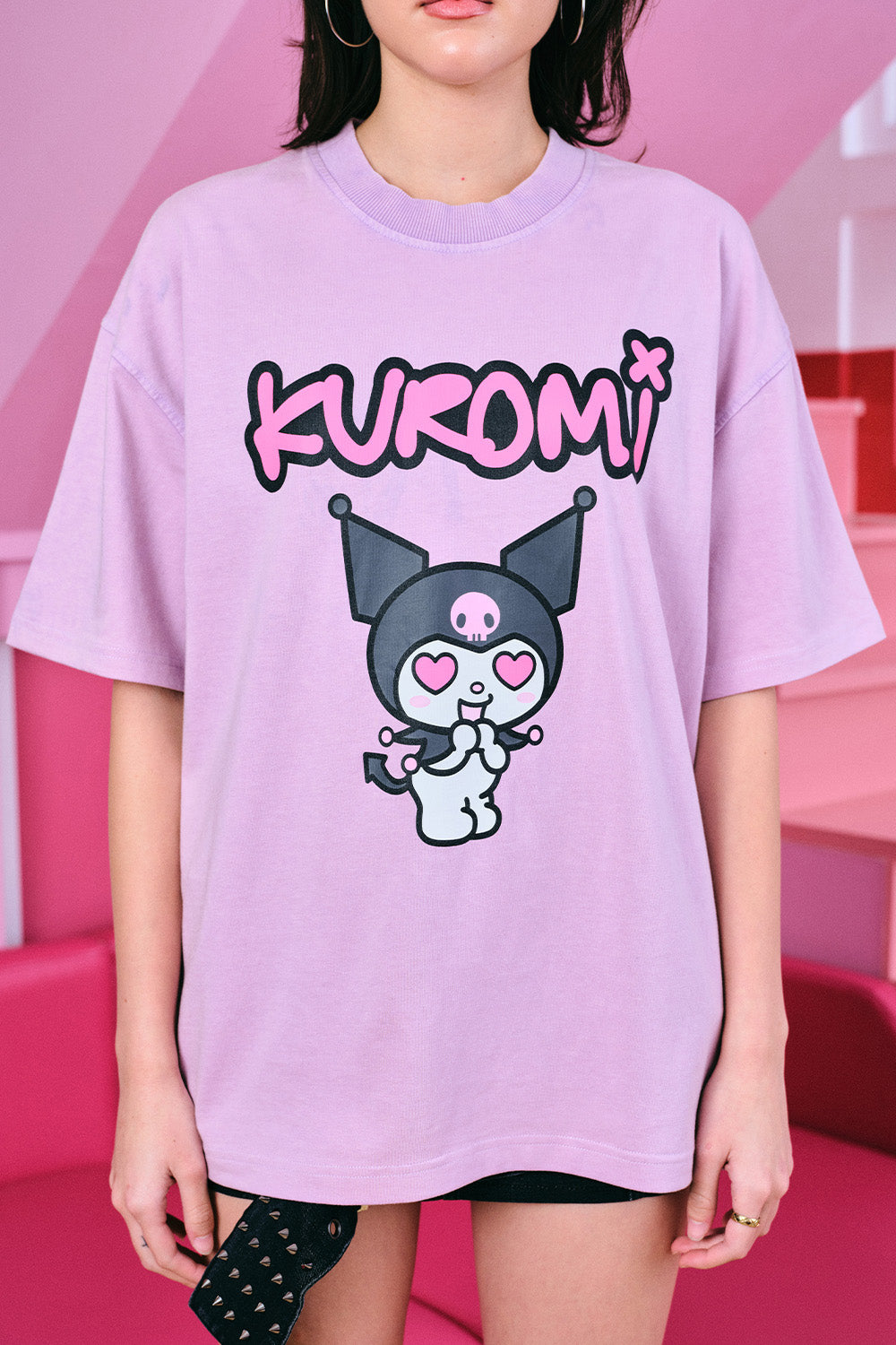 Kuromi Trouble Faded Lilac Oversized T-shirt - BonkersCorner