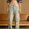 Light Wash Workwear Cargo Jeans - BonkersCorner
