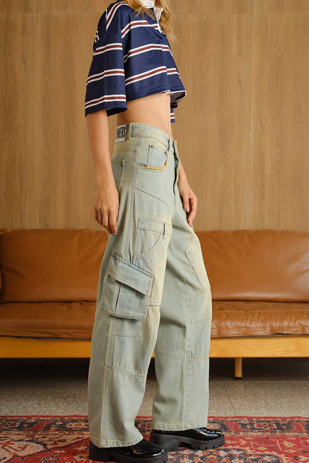 Light Wash Workwear Cargo Jeans - BonkersCorner