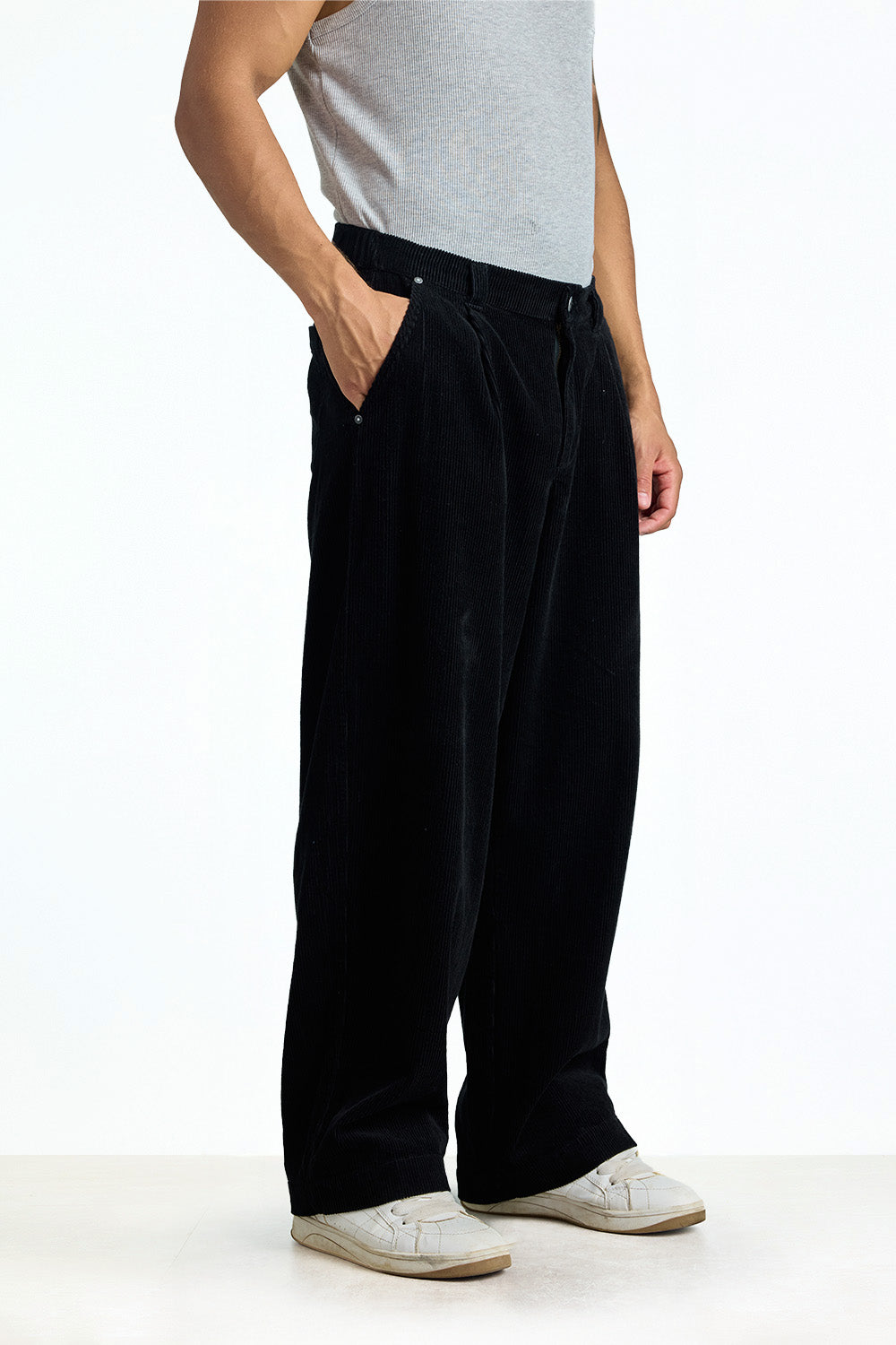 Midnight Black Corduroy Pants - BonkersCorner