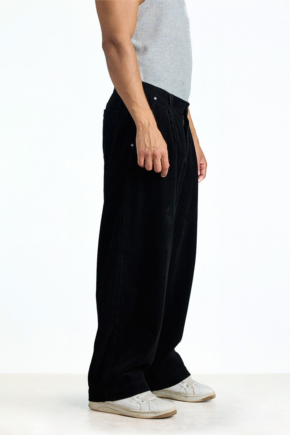 Midnight Black Corduroy Pants - BonkersCorner