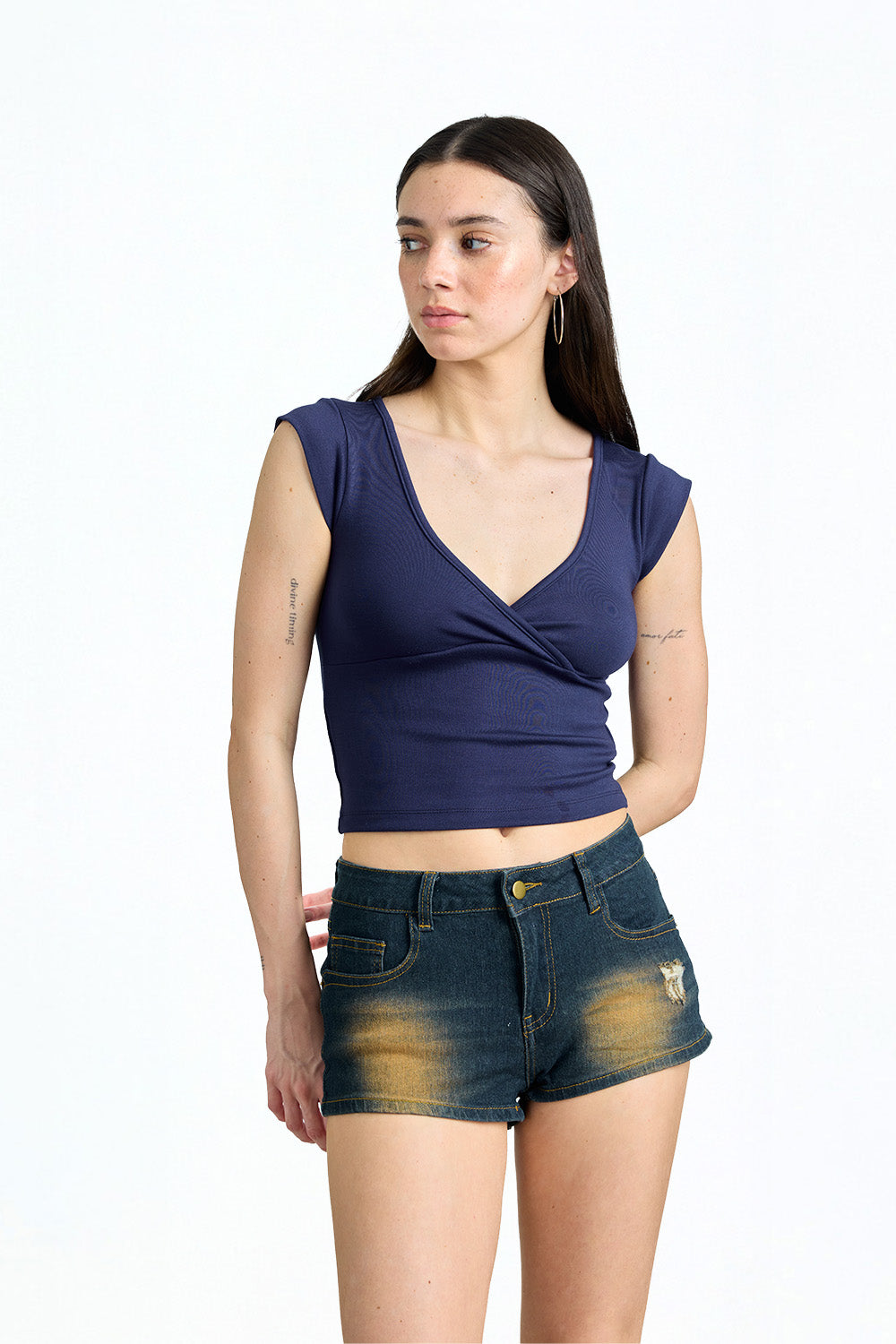 Midnight Navy Wrap Top - BonkersCorner