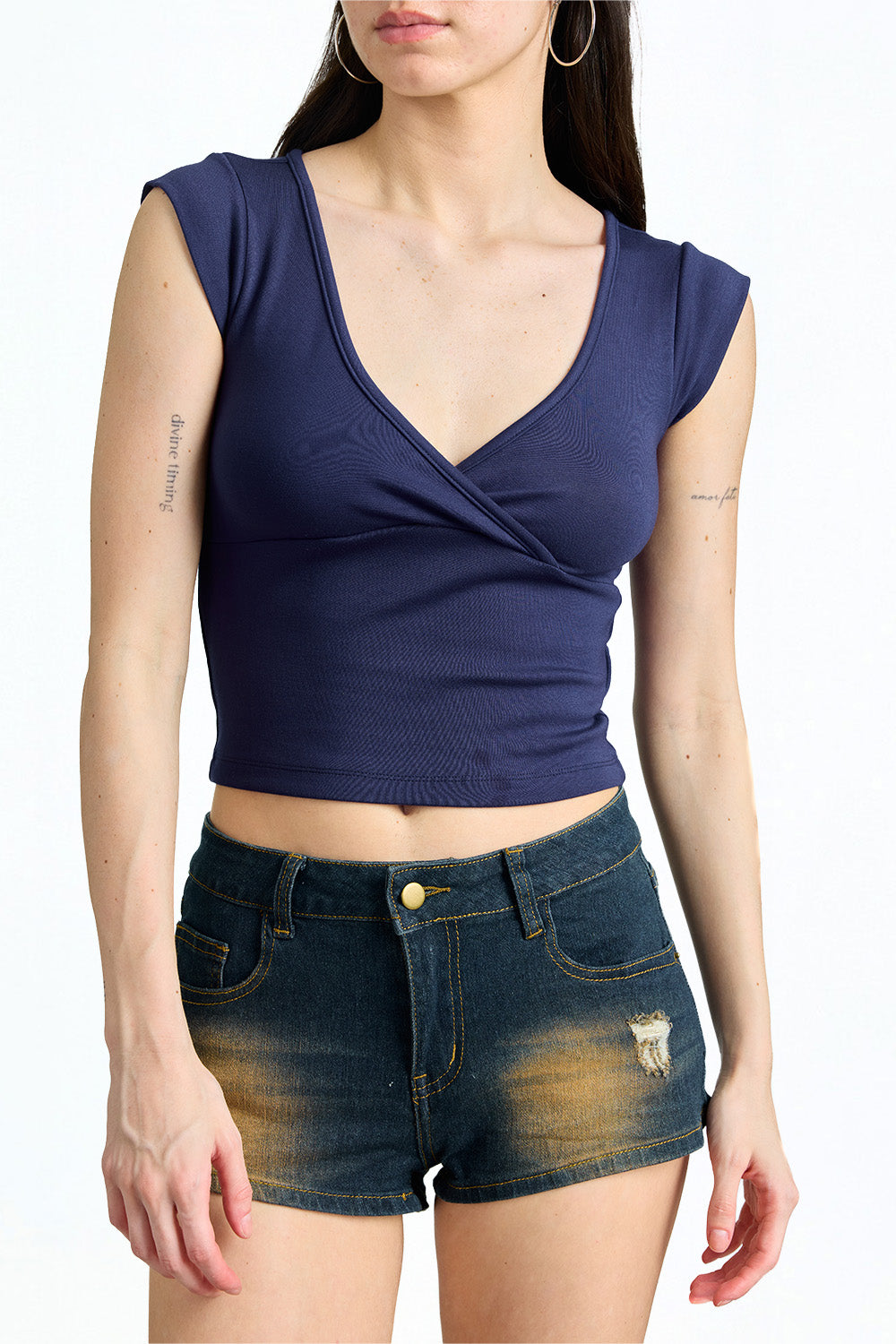 Midnight Navy Wrap Top - BonkersCorner