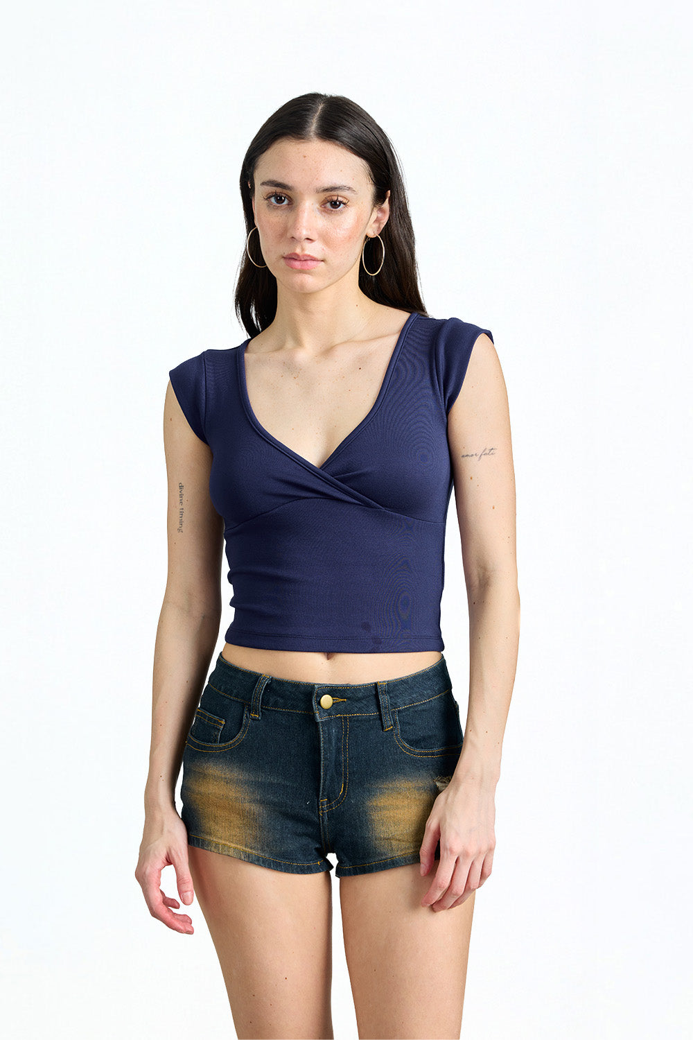 Midnight Navy Wrap Top