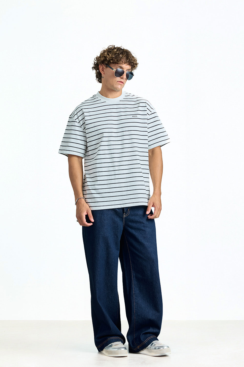 Mono Line Stripe Oversized T-shirt(DELETE) - BonkersCorner