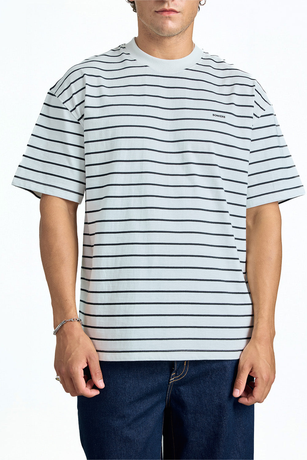 Mono Line Stripe Oversized T-shirt(DELETE) - BonkersCorner