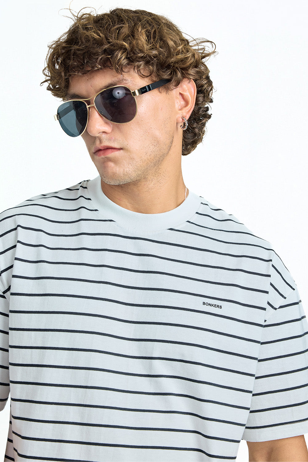 Mono Line Stripe Oversized T-shirt(DELETE) - BonkersCorner