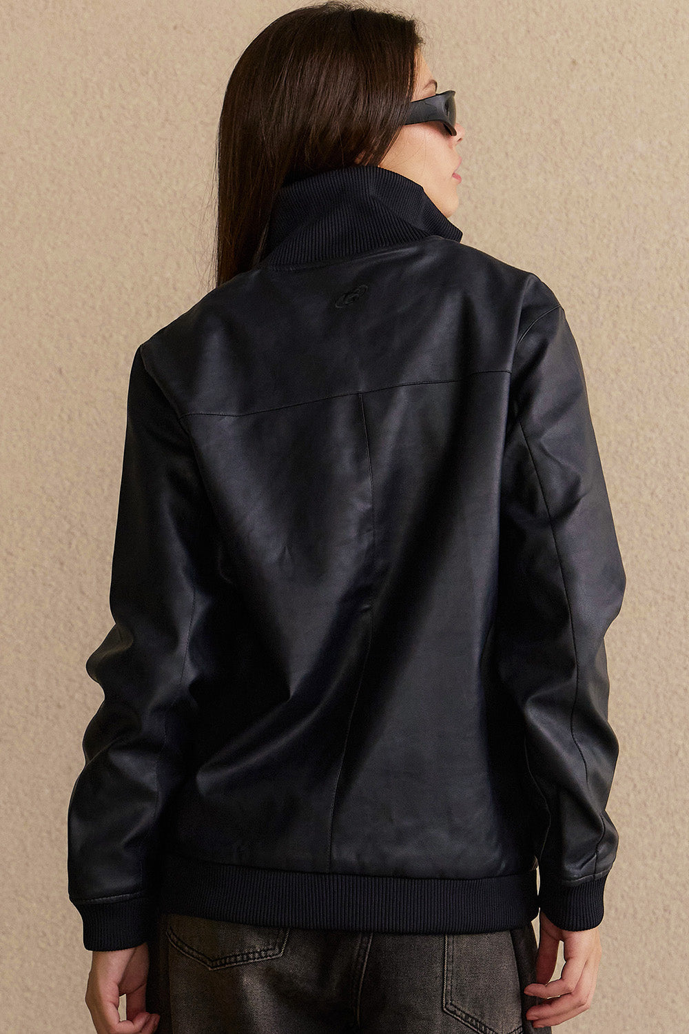 Navy Blue Leather Jacket