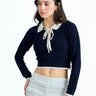 Navy Note Collared Knit Top - BonkersCorner