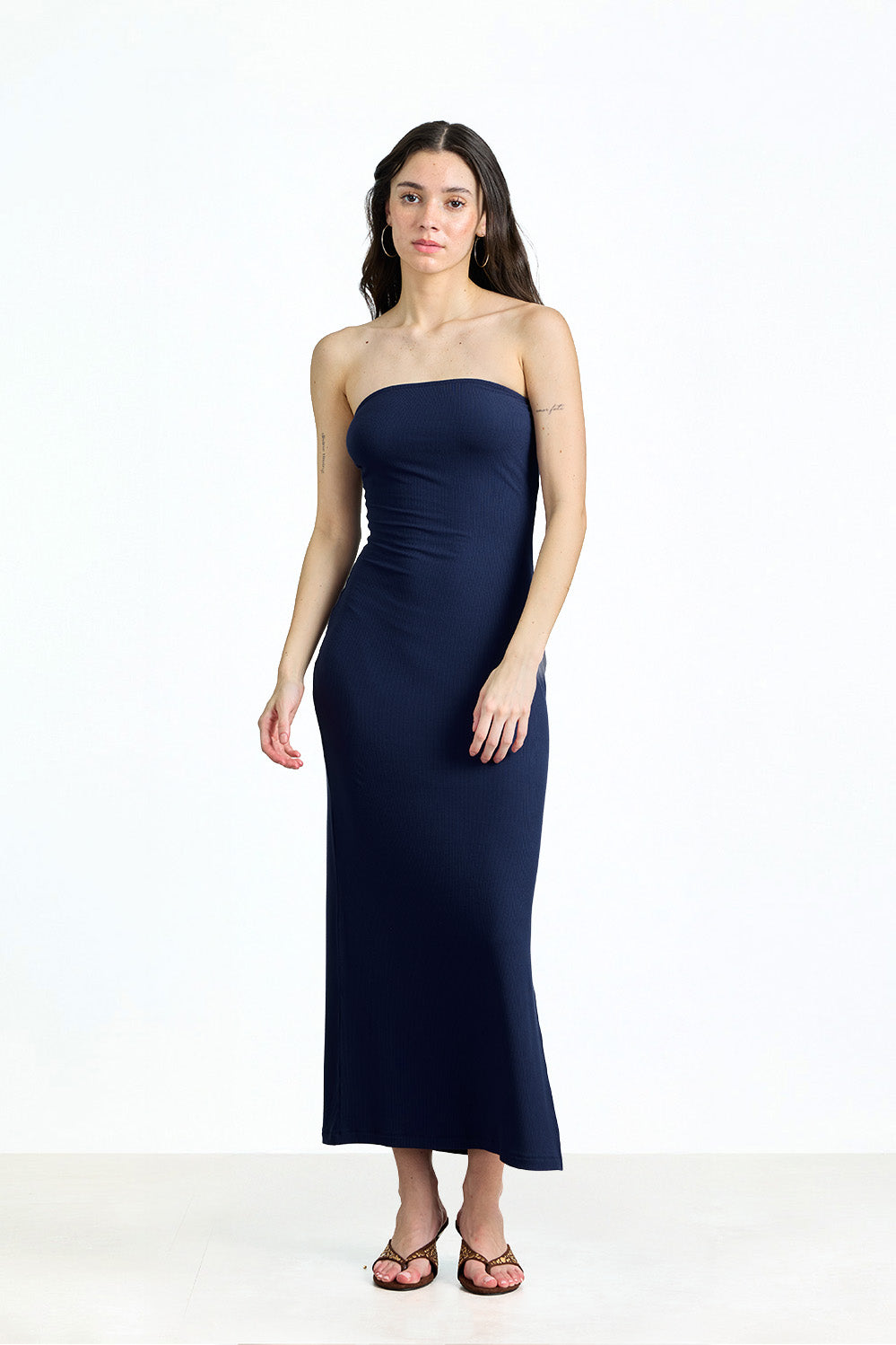 Navy Strapless Maxi Dress - BonkersCorner