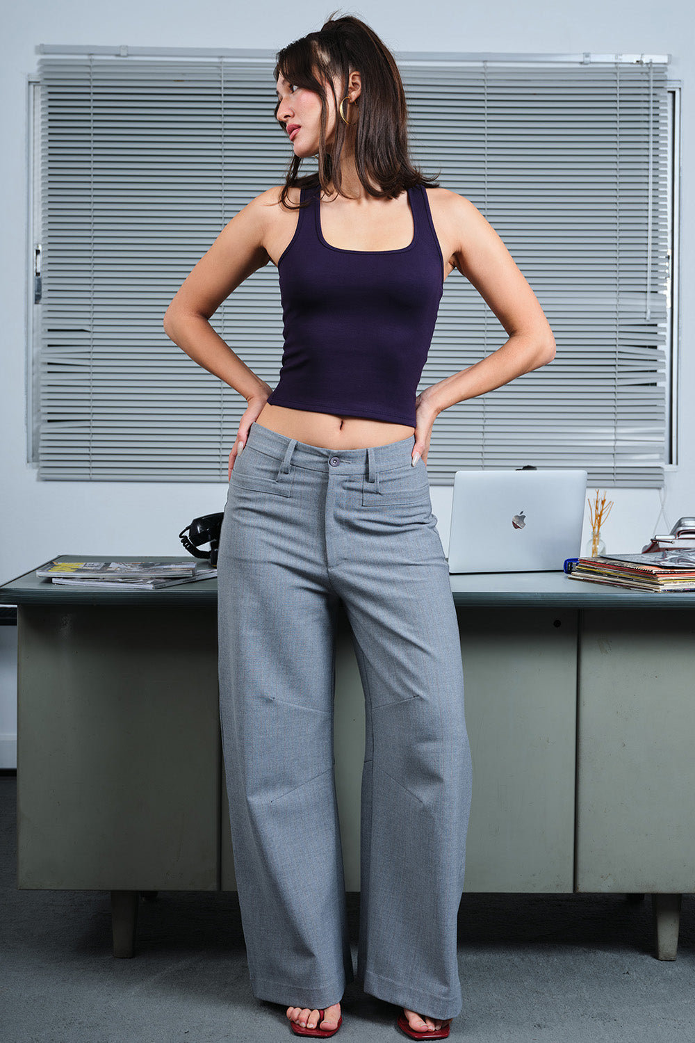 Navy Blue Square Neck Tank