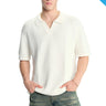 Off White Knit Double Textured Polo T-shirt - BonkersCorner