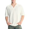 Off White Knit Double Textured Polo T-shirt - BonkersCorner