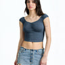 Ombre Blue Front Ruched Top - BonkersCorner