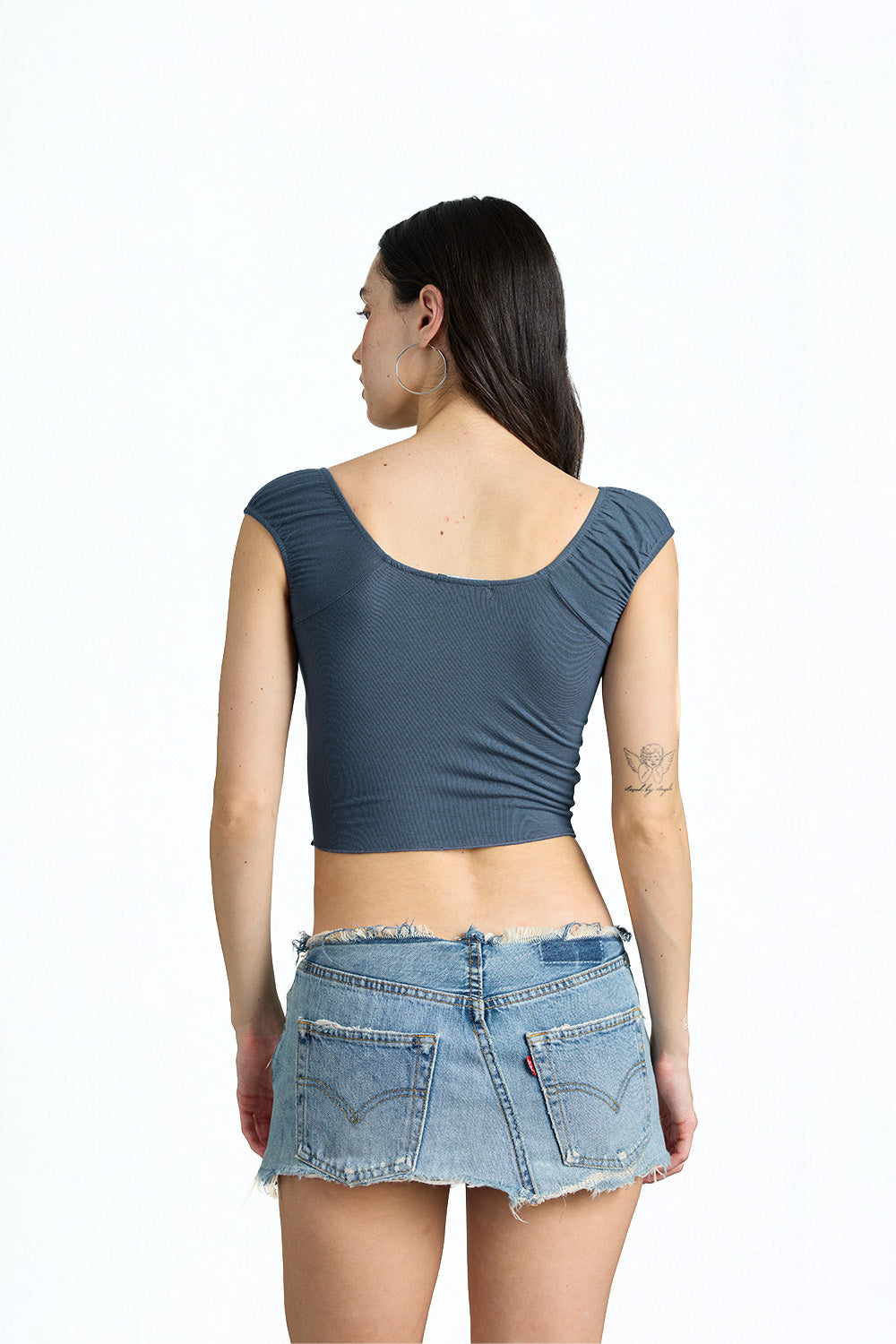 Ombre Blue Front Ruched Top - BonkersCorner