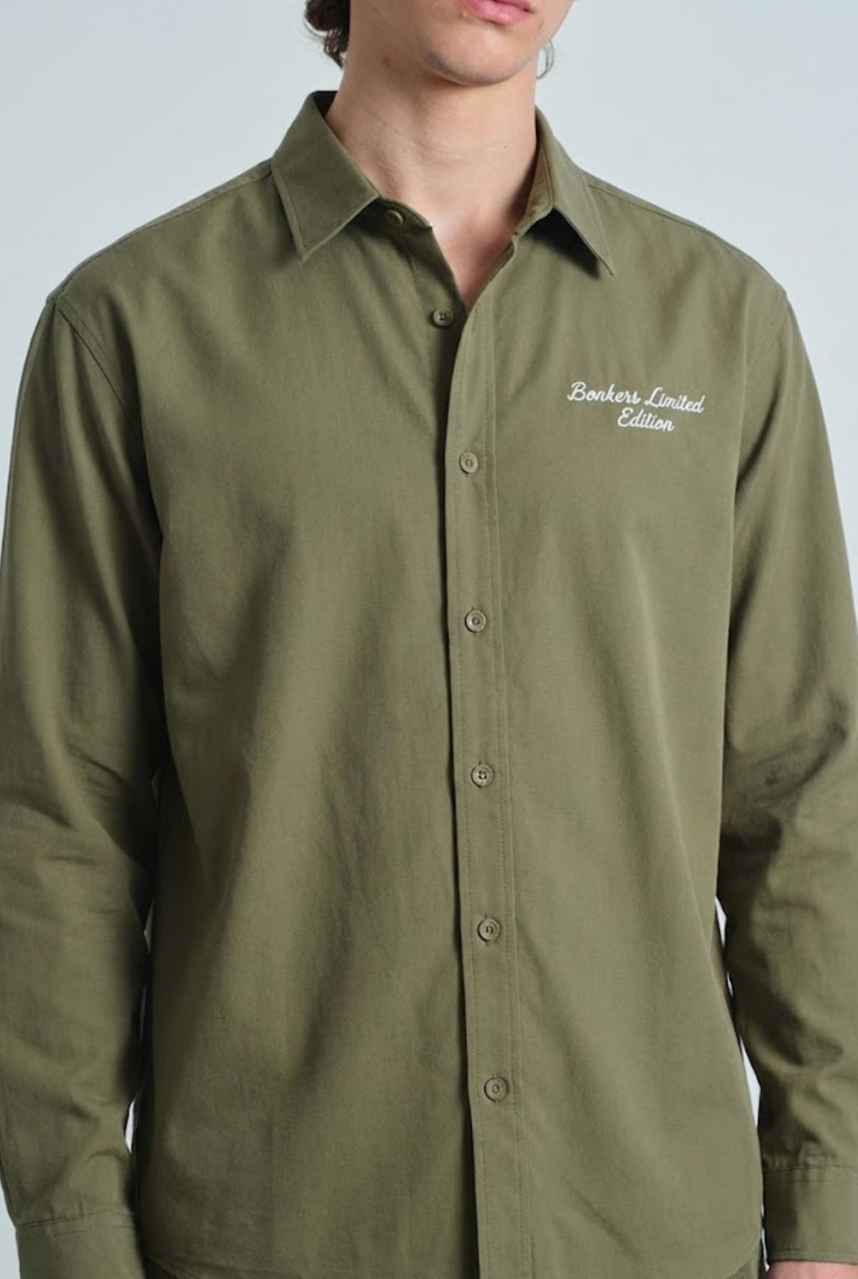 Oversized Classic Olive Full Sleeve Shirt - BonkersCorner