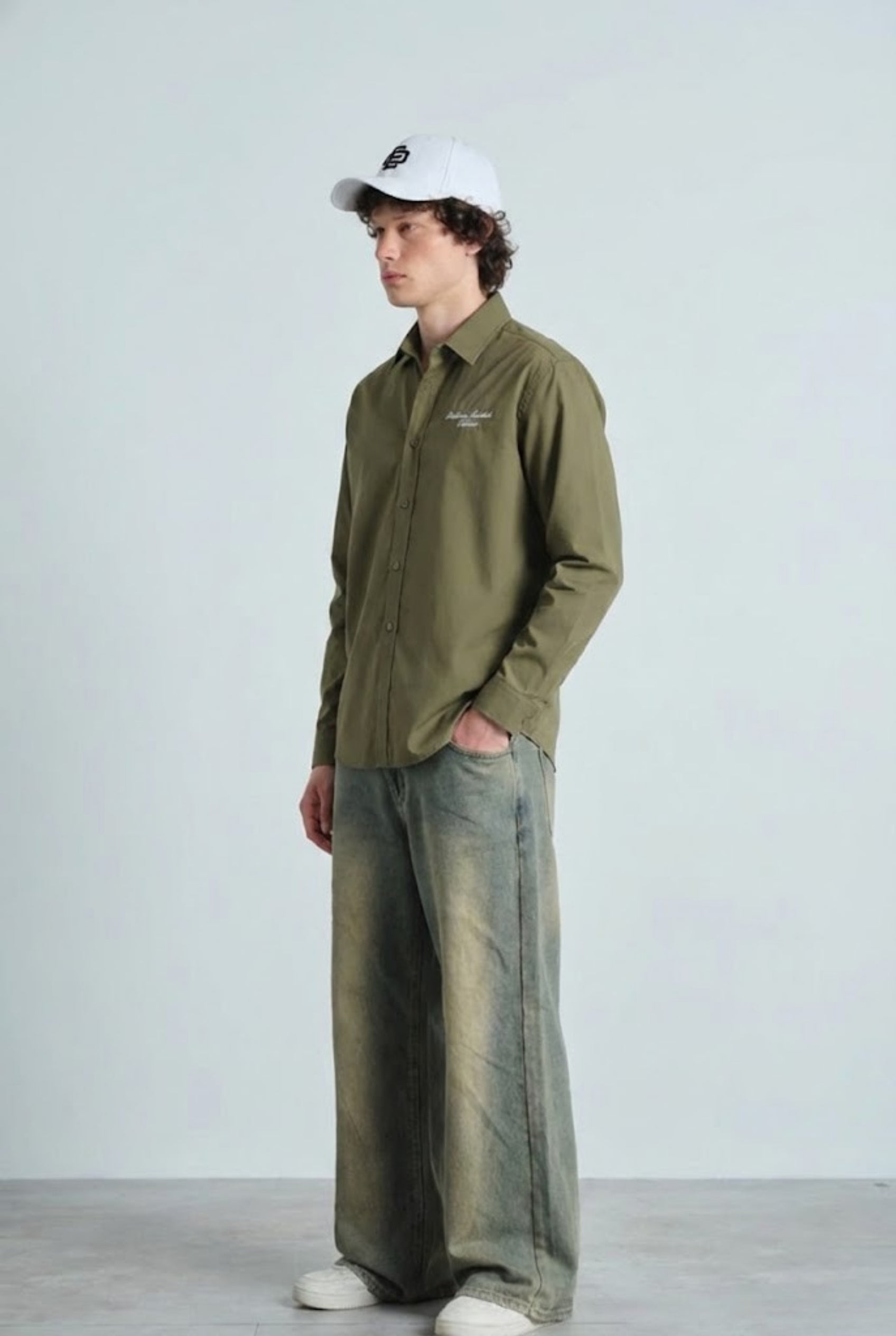 Oversized Classic Olive Full Sleeve Shirt - BonkersCorner