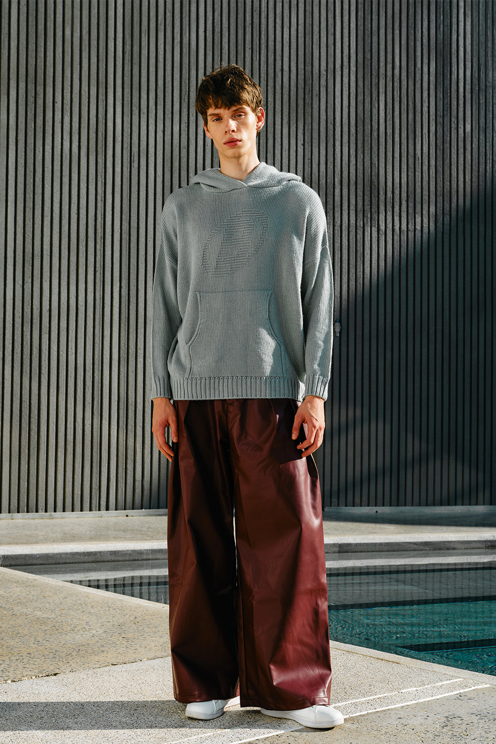 Pebble Grey Knit Hoodie