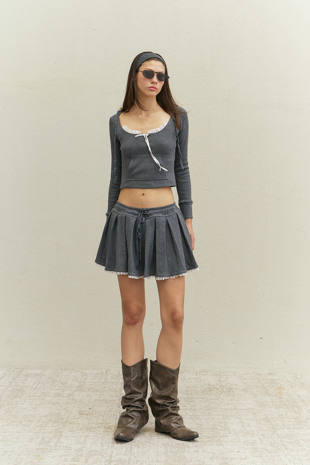 Peppy Grey Cropped Hoodie - BonkersCorner