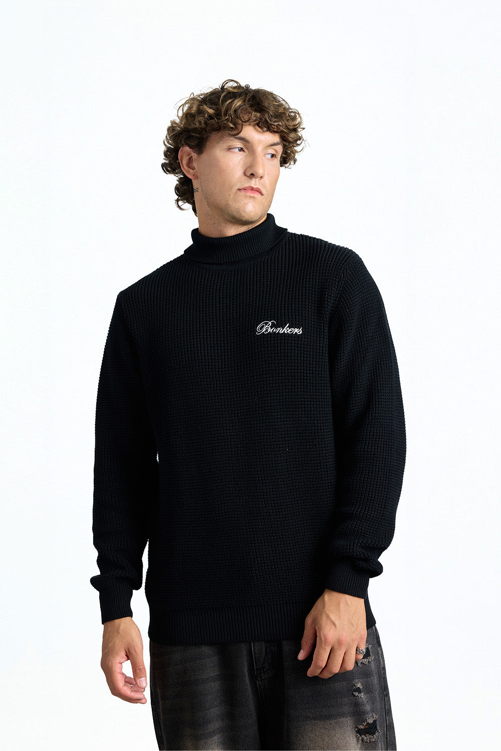 Phantom Black Knit Turtleneck Jumper