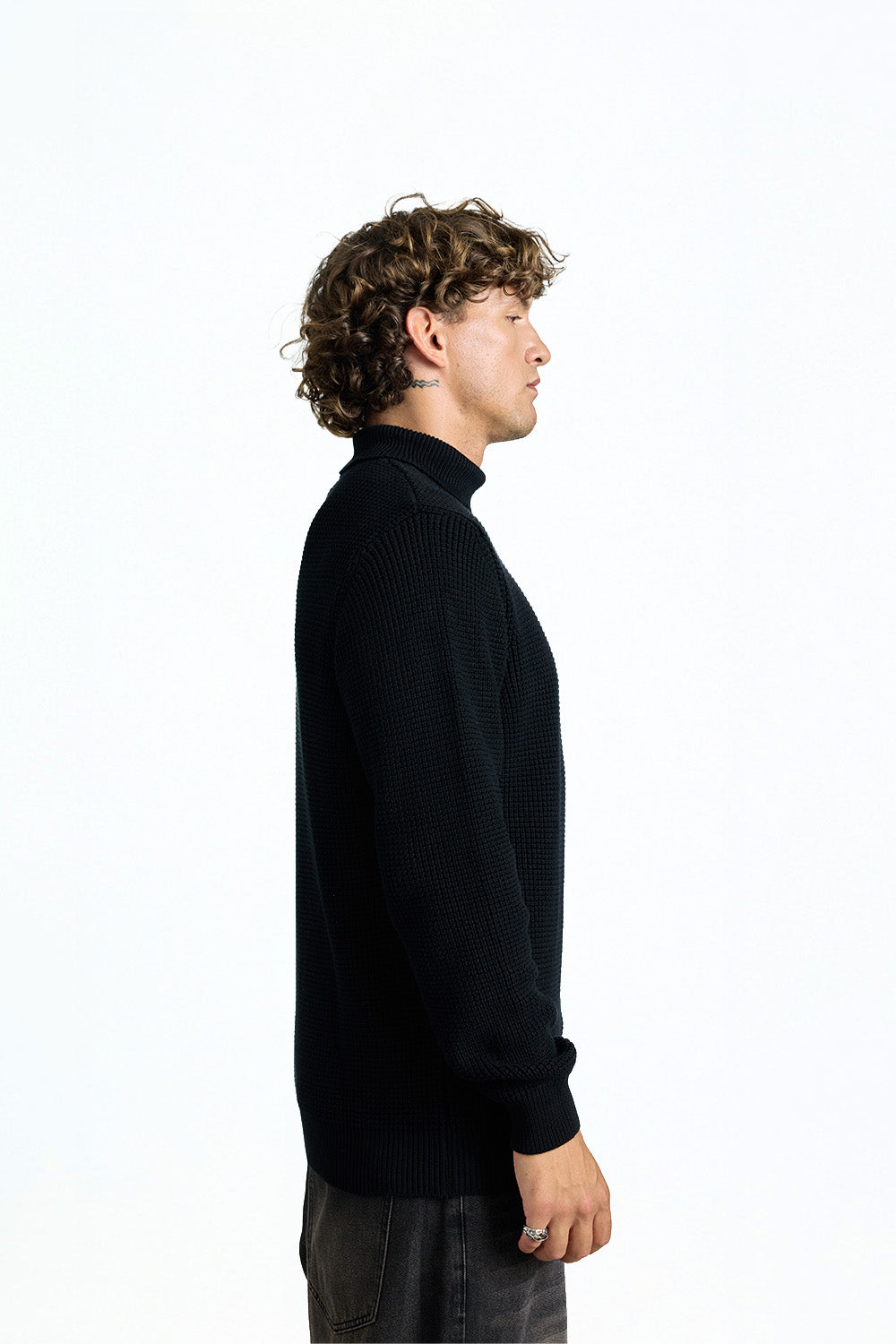 Phantom Black Knit Turtleneck Jumper - BonkersCorner