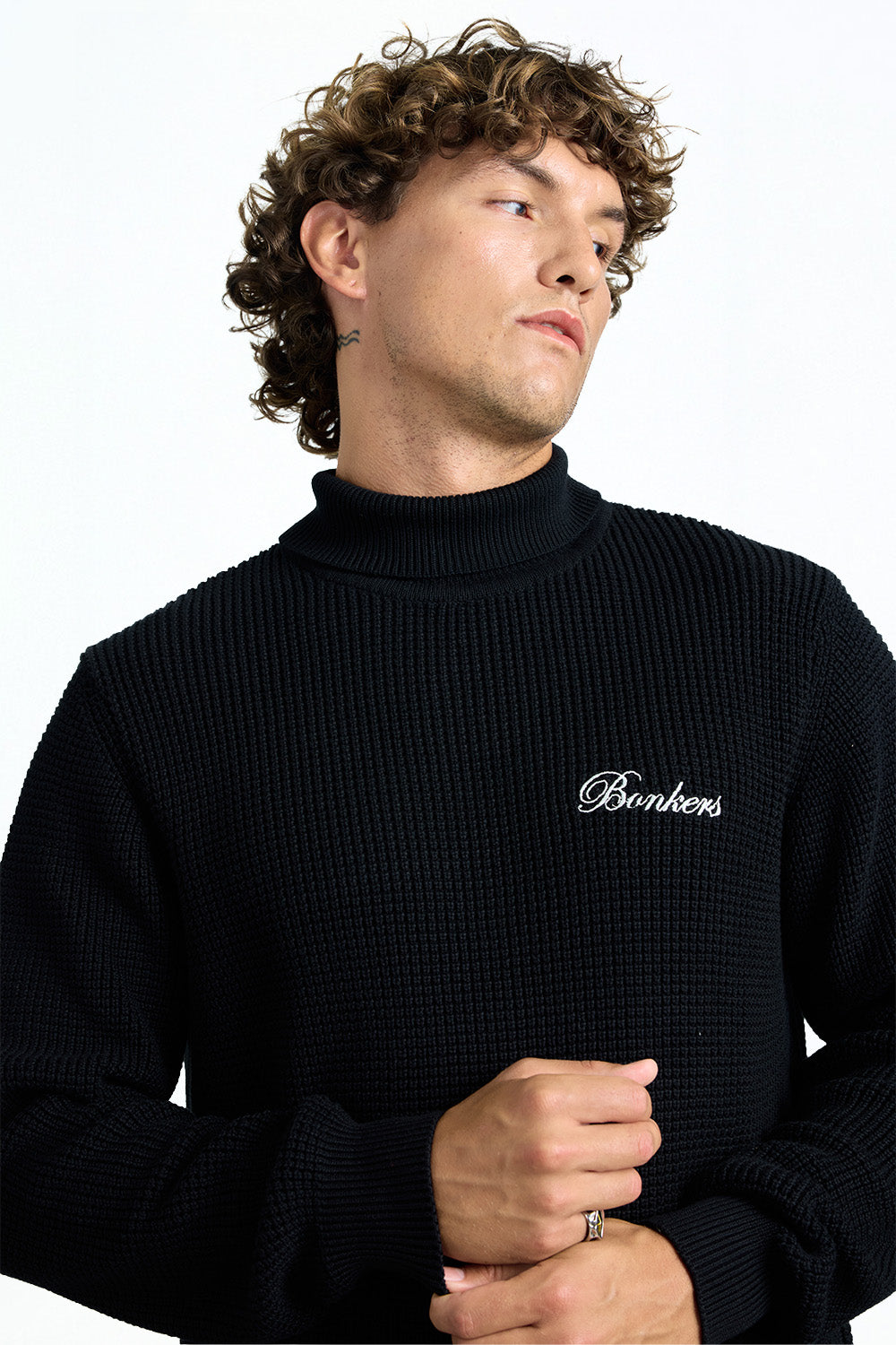 Phantom Black Knit Turtleneck Jumper - BonkersCorner