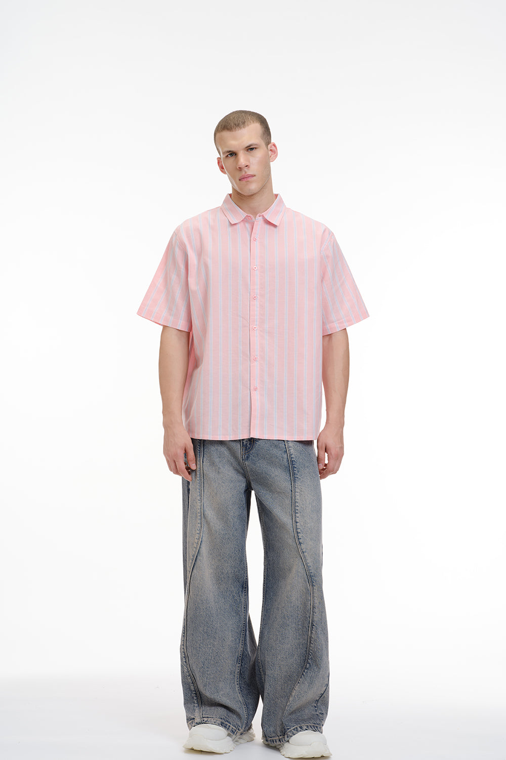 Pink Vintage Stripe Short Sleeve Shirt - BonkersCorner