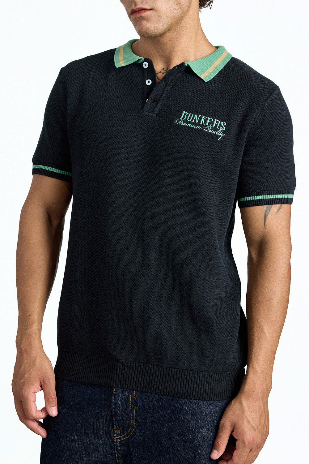 Premium Black Court Polo - BonkersCorner