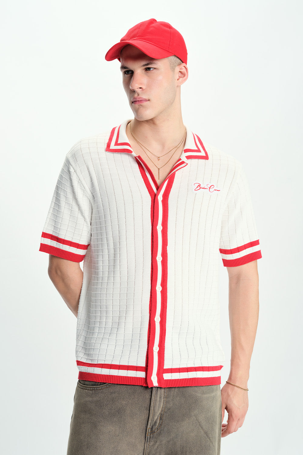 Red Grid Theory Shirt - BonkersCorner