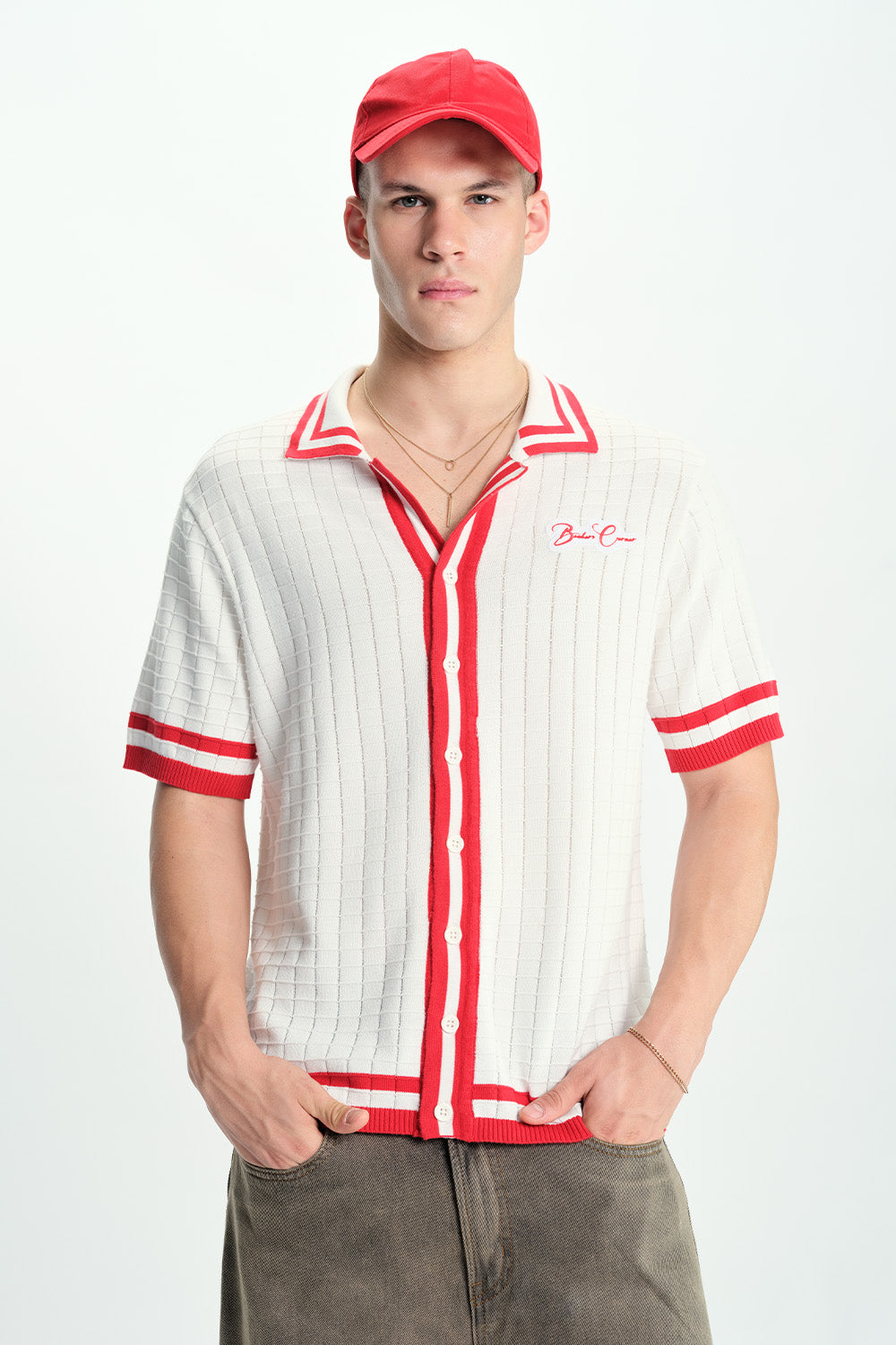 Red Grid Theory Shirt - BonkersCorner