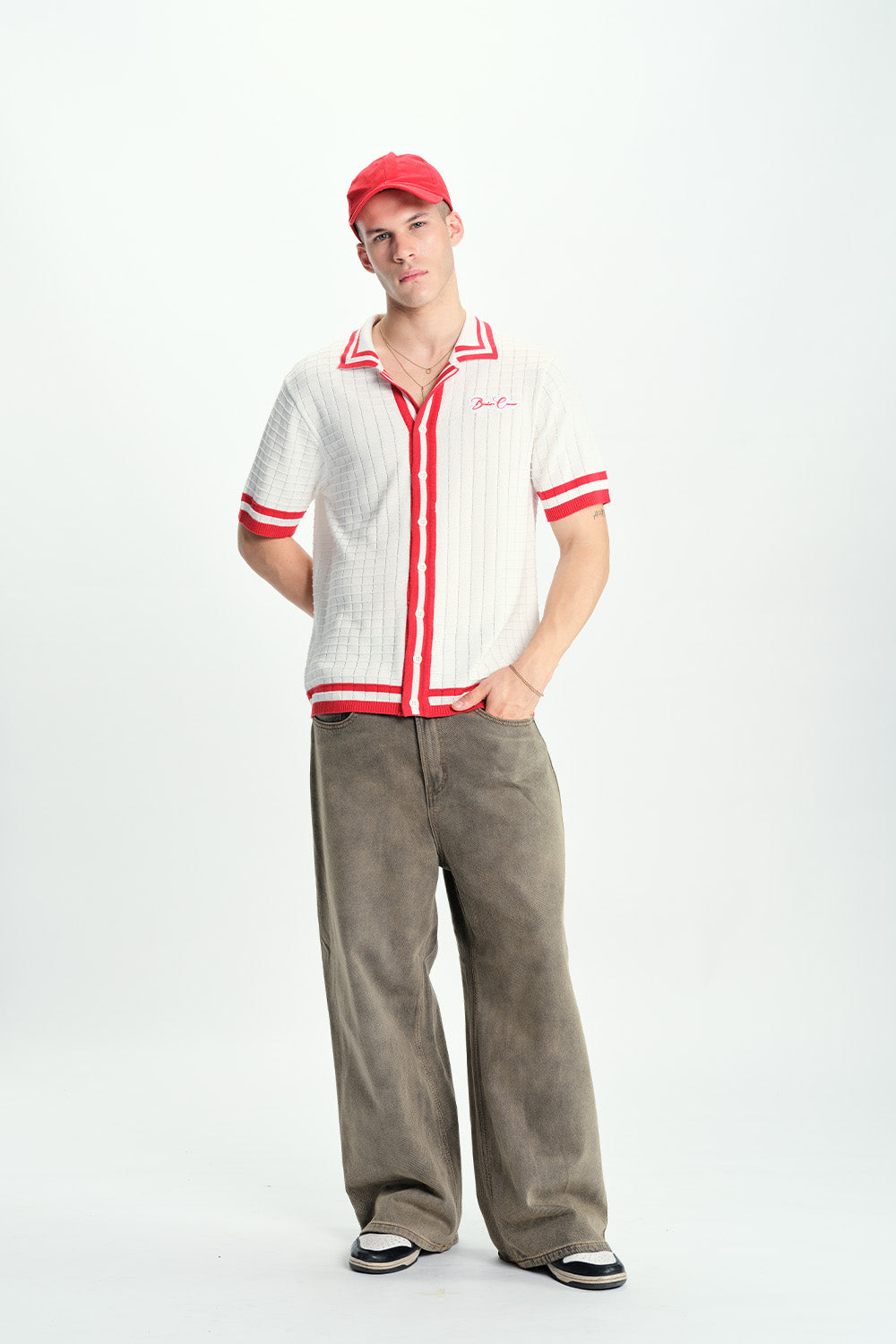 Red Grid Theory Shirt - BonkersCorner