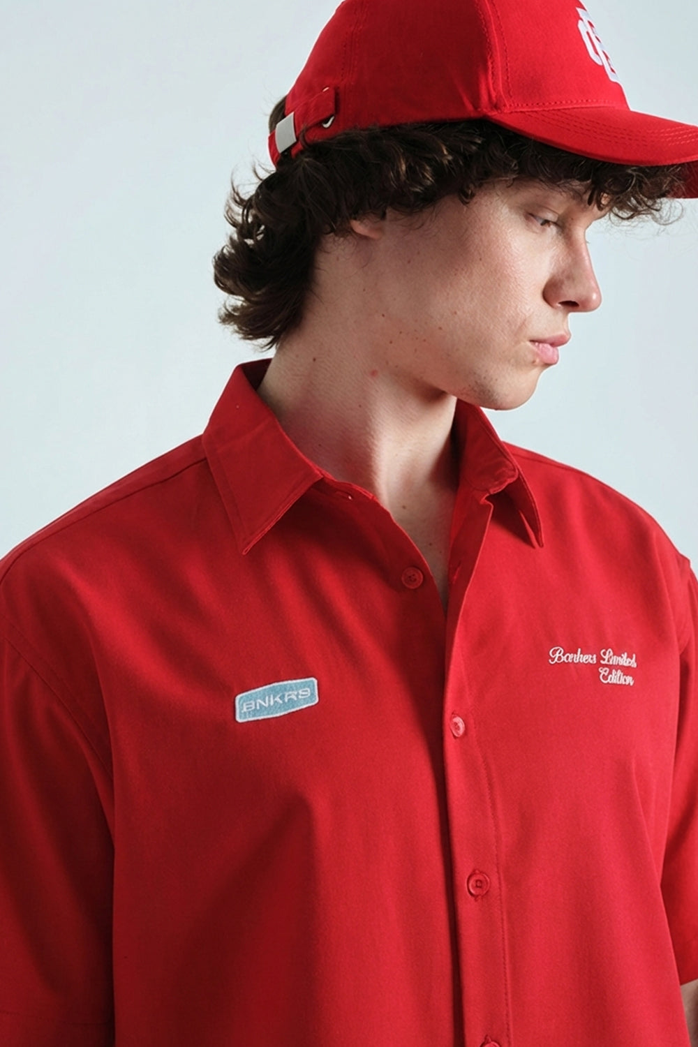 Red Oversized Utility Shirt