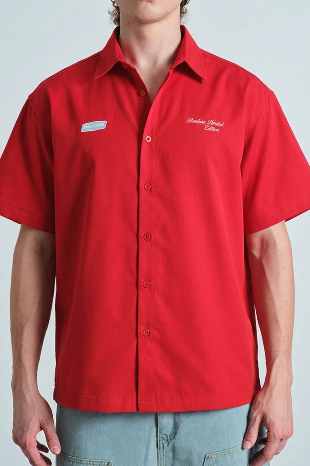 Red Oversized Utility Shirt