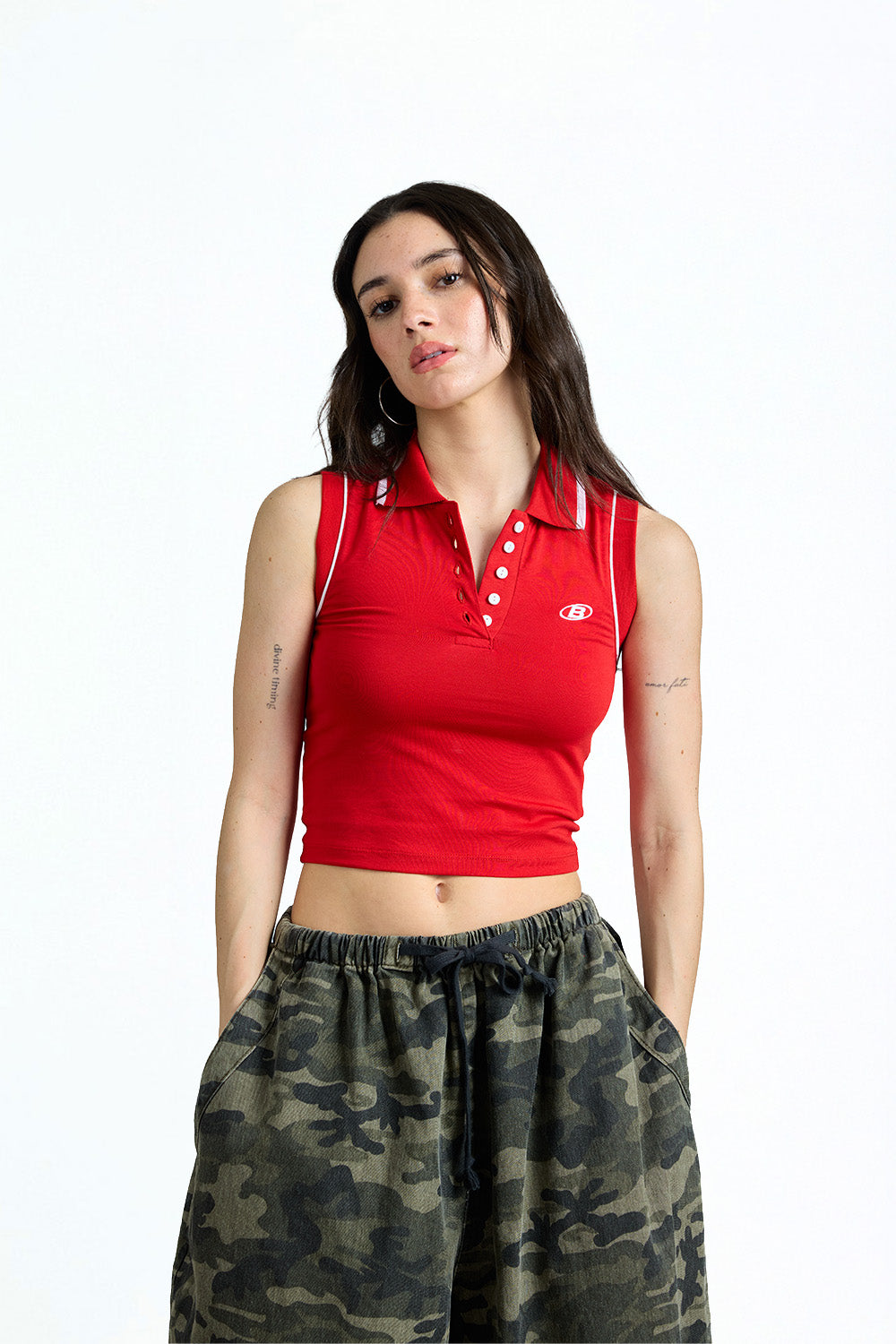 Riviera Red Sleeveless Polo - BonkersCorner