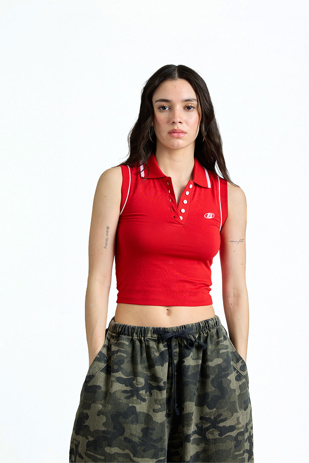 Riviera Red Sleeveless Polo - BonkersCorner