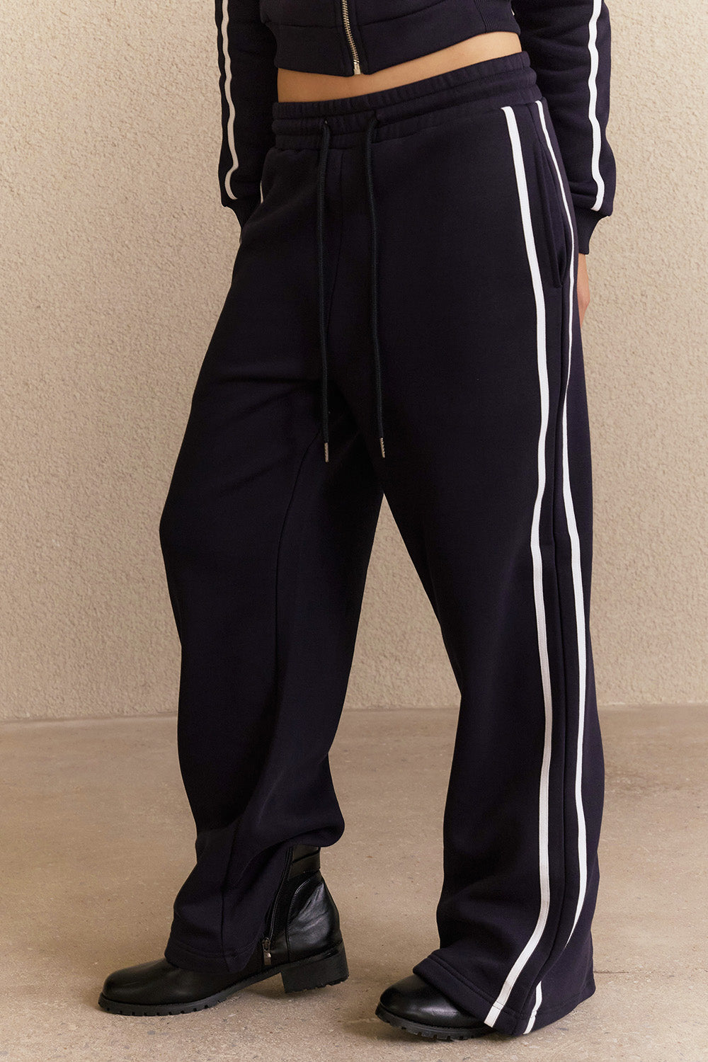 Navy Blue Flare Track Pants