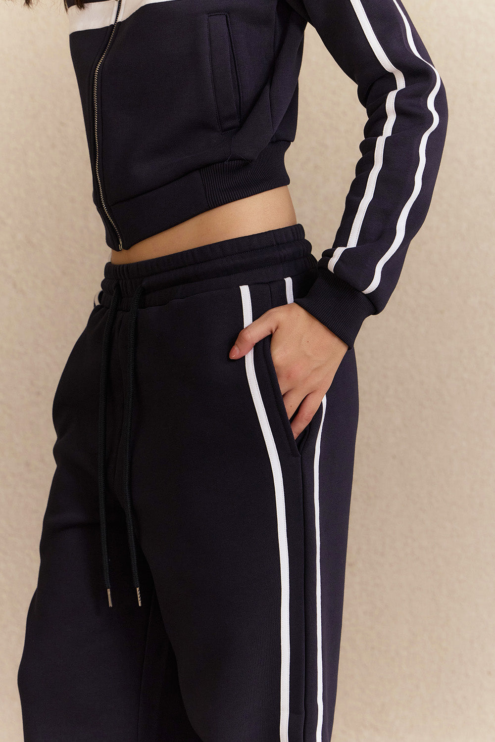Navy Blue Flare Track Pants