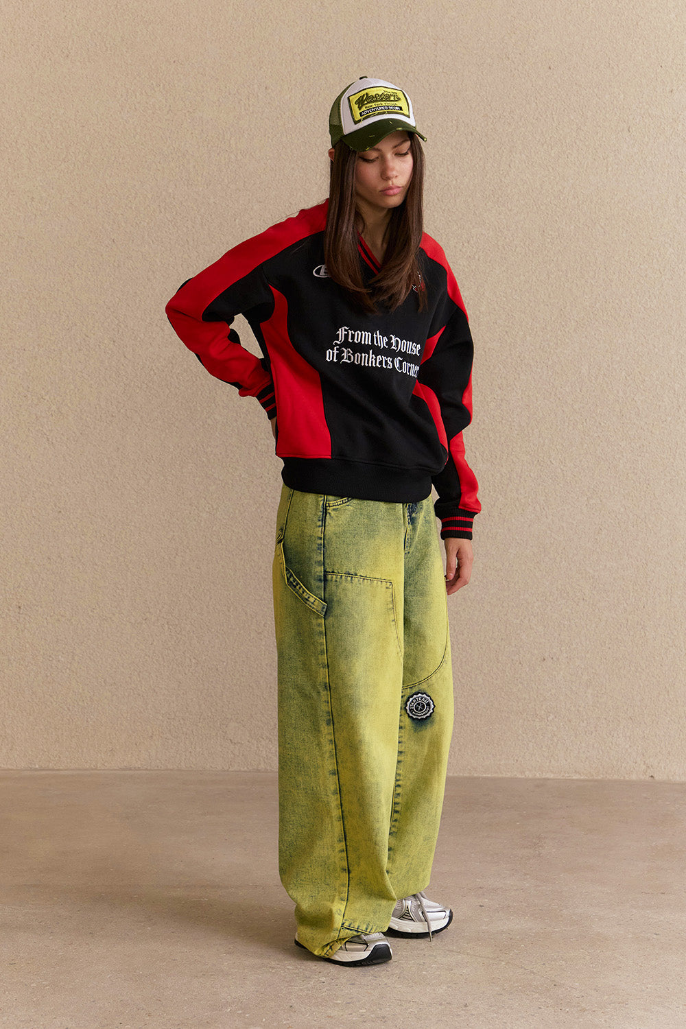 Black Athletic V-Neck Sweatshirt