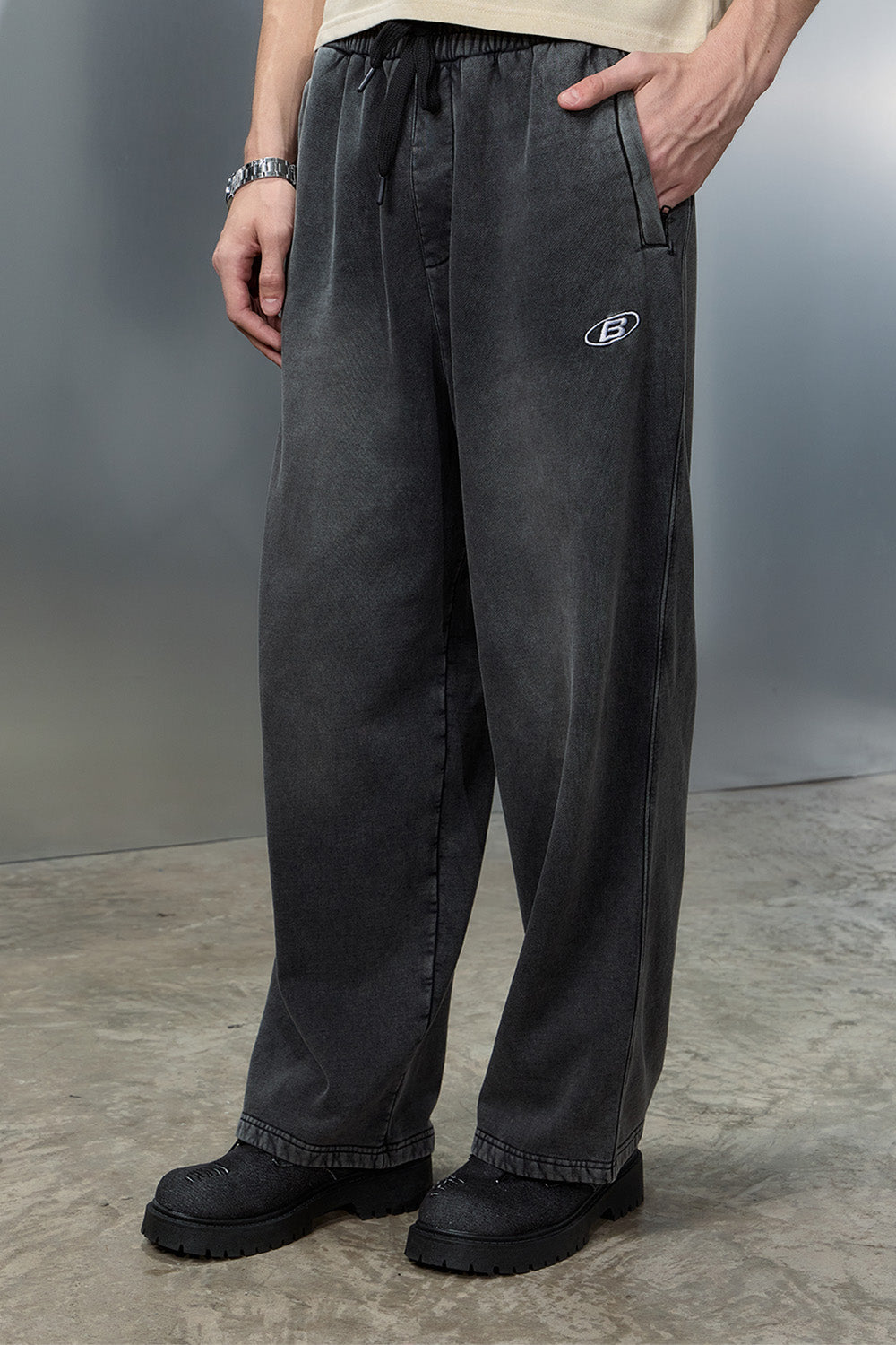 Black Spray Faded On The Go Joggers