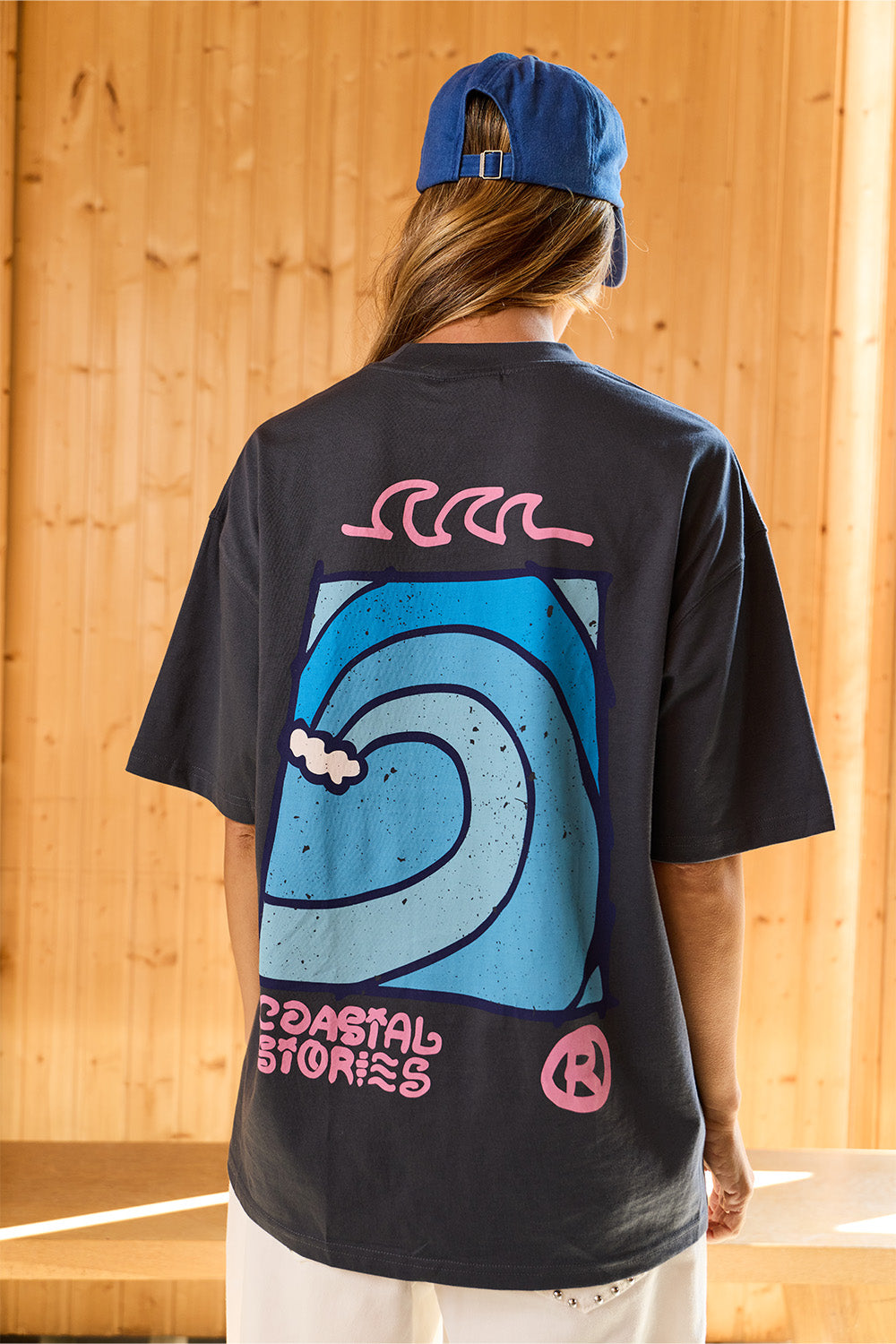 Coastal Stories Grey Oversized T-shirt - BonkersCorner
